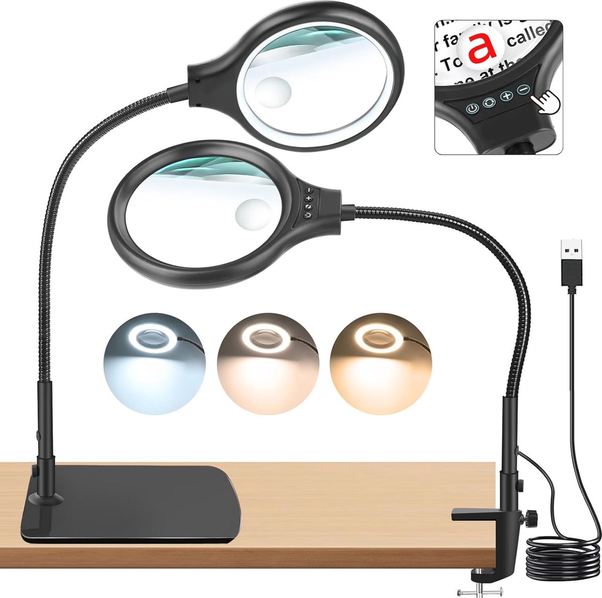 Vergrootglas 10X 20X met LED-licht en Standaard - Voor Reparatie, Knutselen en Lezen