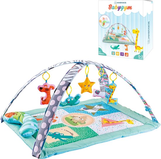 MM Brands Babygym - Speelgym - Baby Speelmat - Speelkleed voor Baby's en Peuters - inclusief Buikkussentje - vanaf 0 maanden - 90 x 70 x 50 cm