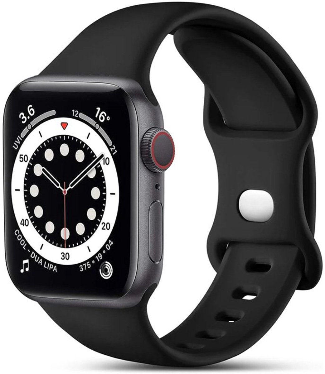Mobiq - Siliconen Bandje geschikt voor Apple Watch 42 mm - zwart