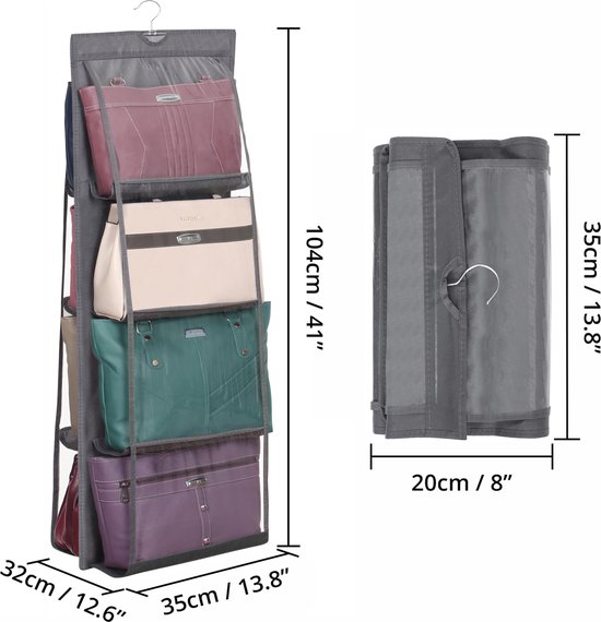 Transparante organizer voor tassen, transparante scheidingswand voor planken met 4 vakken, organizer voor tassen, organizer voor kasten, tassen van ABS, organizer voor gladde tassen, rek voor b