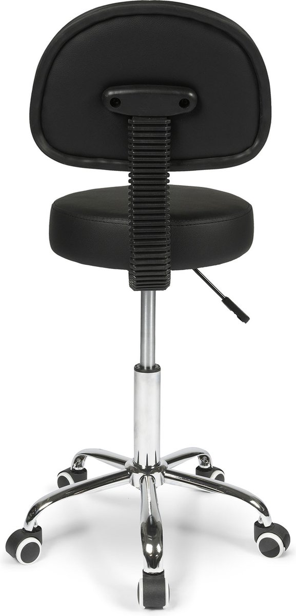 Ergonomische Zadelkruk met Rugleuning Zwart op Wielen