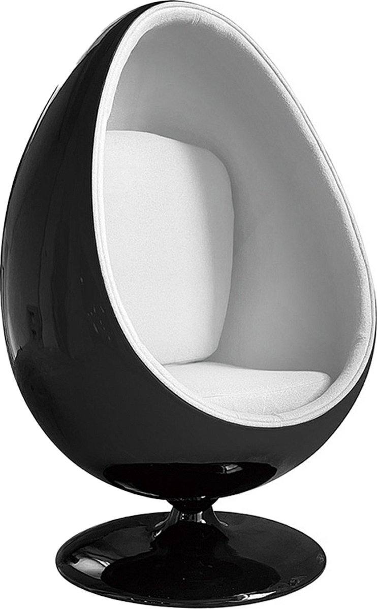 OHNO - York - Ei/Egg Lounge Stoel - Zwart, Wit - Zachte zitting