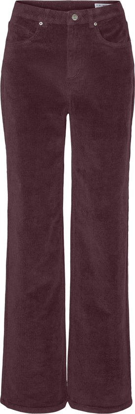 Donkerrode corduroy broek met wijde pijpen en een hoge taille.