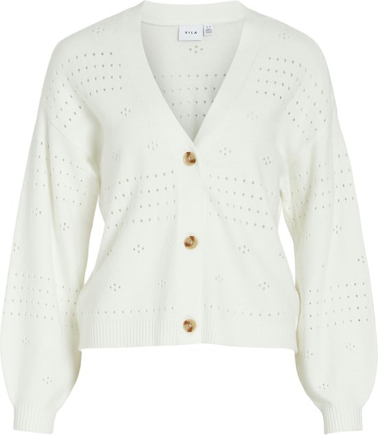Gilet Vila Viril col V L/s Knit Cardigan - No° 14102703 White Alyssum Femme Taille - M