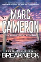 Boekomslag van "Breakneck" door Marc Cameron, met een tekst van William Kent Krueger. Een ARLISS CUTTER NOVEL.