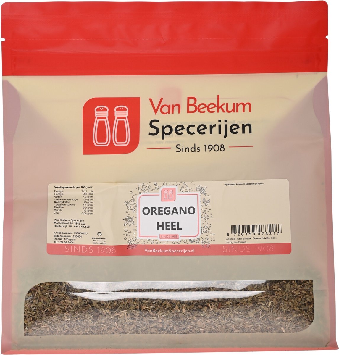 Goedkoopste Van Beekum Specerijen - Oregano Heel - 300 Gram (hersluitbare stazak