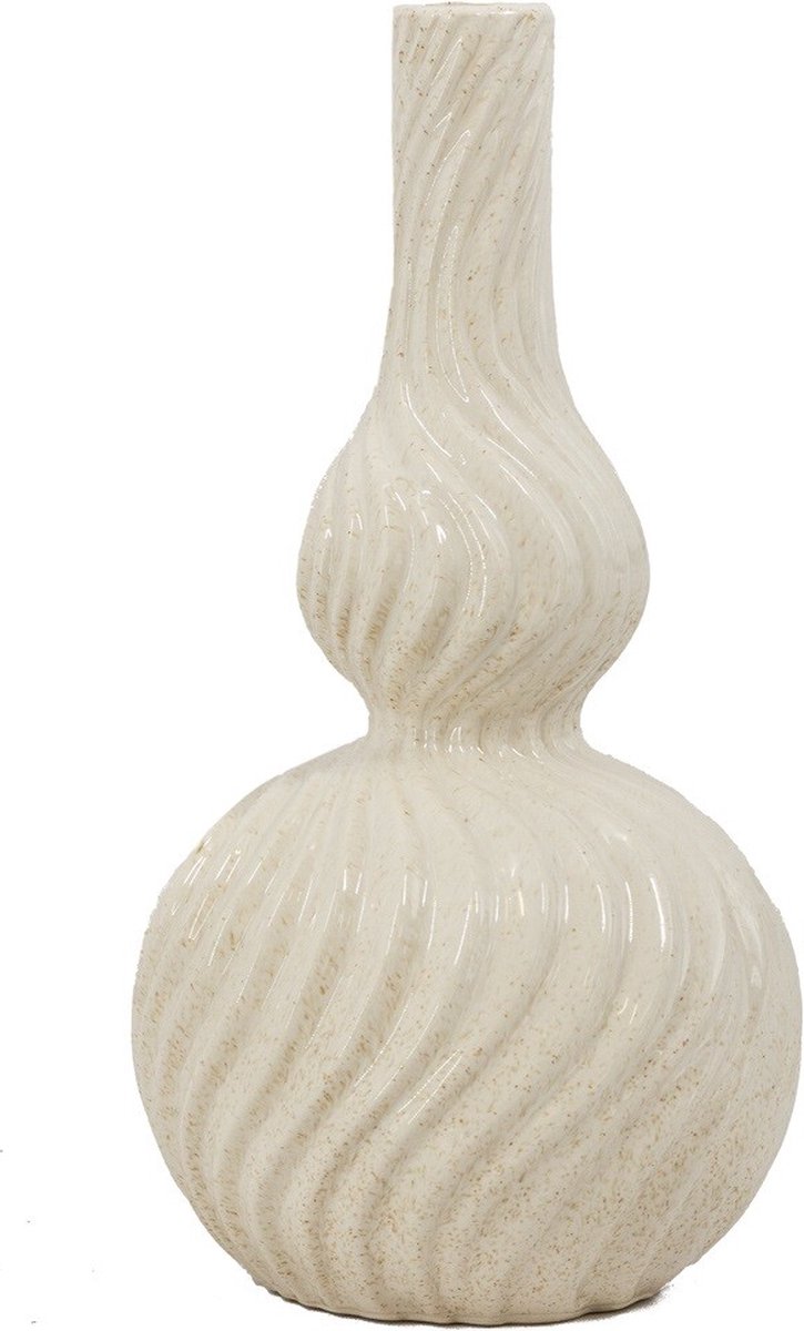 homebound by ky Aardewerk vaas curly beige | 21x21x46cm | bloemenvaas keramiek krullen off-white