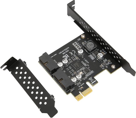 PCIE Naar USB 3.2 Uitbreidingskaart, 5 Gbps High Speed ​​USB Riser Card Dual Port USB3.2 GEN1 PCI Express Card 19 Pin Header Voor Type C Front Panel Mount Adapter(Zwart