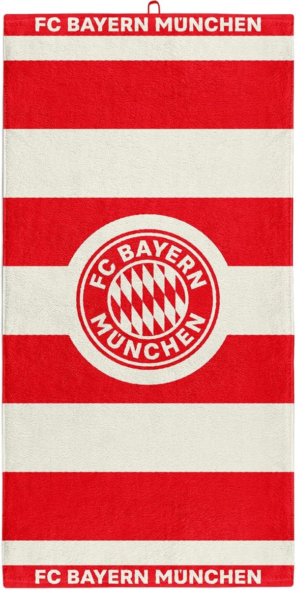 Handdoek FC Bayern Munchen rood/wit gestreept 70 x 140 cm