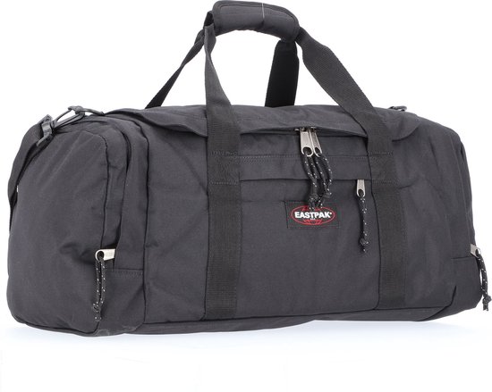 Zwarte Eastpak Reader S+ reistas met Eastpak logo en trekkoorden.