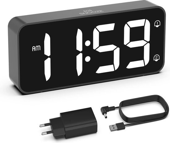 Wekker met Stekker, Wekker Digitaal met Licht&Oplader, Alarmklok -7Groot Display Verstelbare Helderheid, 7 Kleuren Nachtlampj, Instelbaar Volume, Snooze-functie voor Meisje, Slechthorenden&Kinderen Wekker met Stekker, Wekker Digitaal met Licht&Oplader, Alarmklok -7Groot Display Verstelbare Helderheid, 7 Kleuren Nachtlampj, Instelbaar Volume, Snooze-functie voor Meisje, Slechthorenden&Kinderen