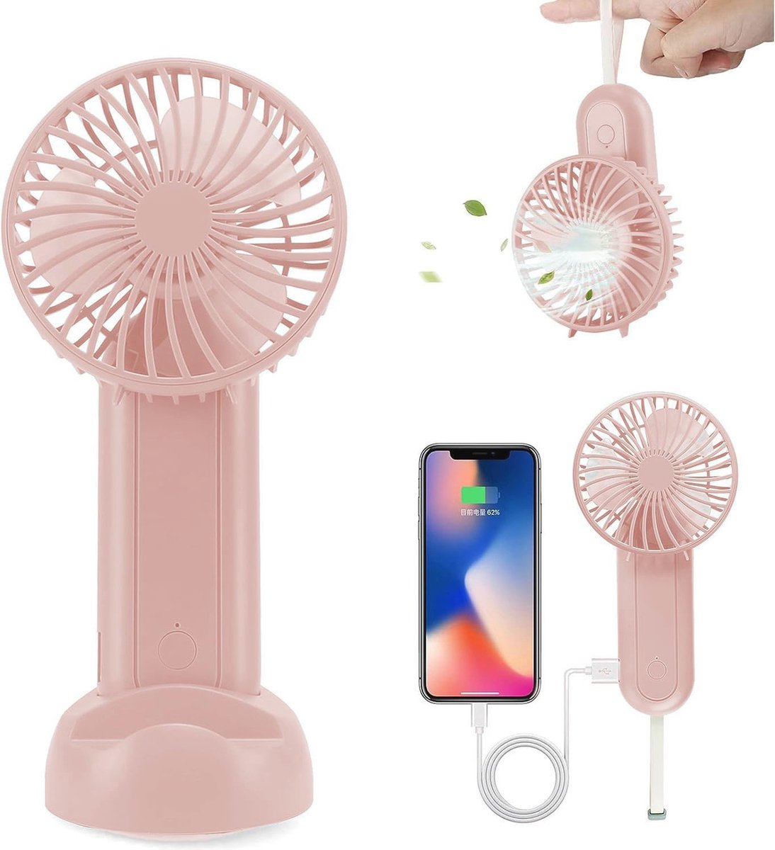 Oplaadbare USB Mini-handventilator met Powerbank en 4 Instellingen - Koeltijd 4-16 uur