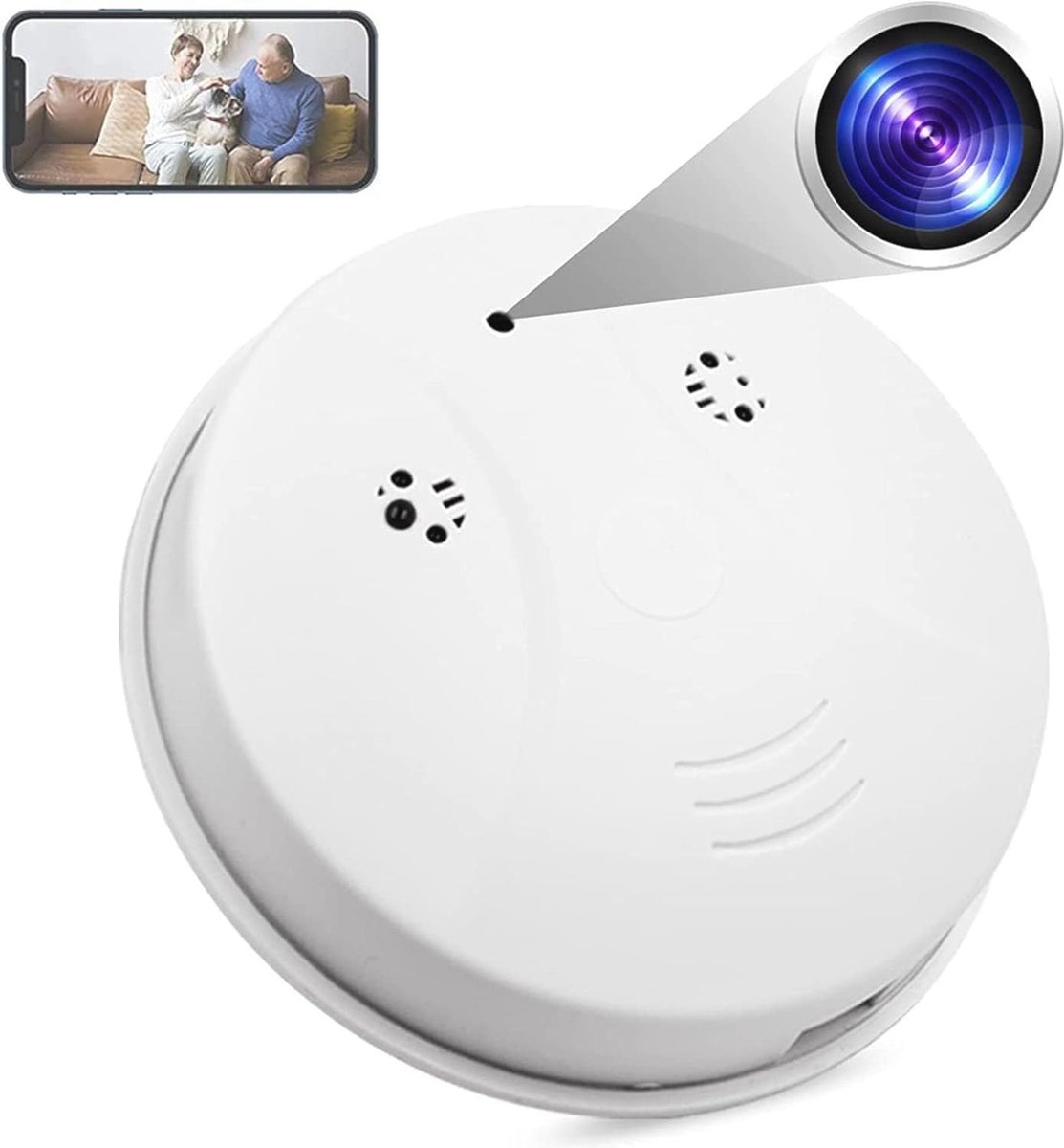 Draadloze HD 1080P Rookmeldercamera met Nachtzicht - Verborgen Draadloze Beveiligingscamera voor Thuis en Kantoor