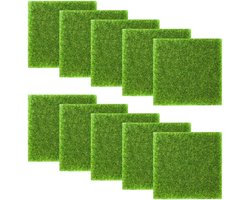 Kunstgras 10 stuks kunstgras miniatuur mos grasmat versiering kunstgras om te knutselen kunstgras decoratie om te knutselen 15x15cm micro landschap decoratie plant gazon kunstmatige grasmat