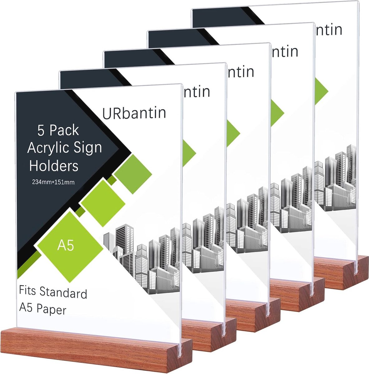 Dubbelzijdige T-standaard A5 Acryl Tafelstandaard - 5 Stuks voor Documenten en Advertenties