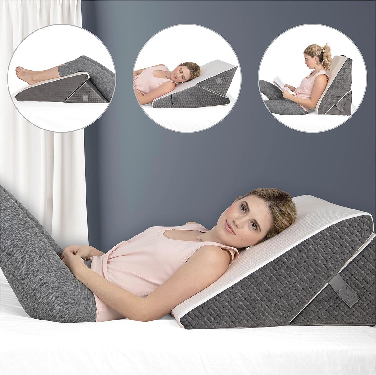 Verstelbaar traagschuim wigkussen - 9 en 12 inch hoogte | Comfortabel kussen voor slapen, zure reflux en GERD
