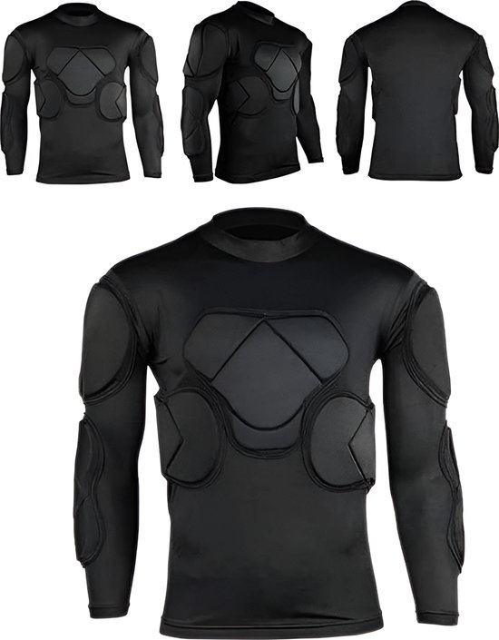 WoYoW® - Maillot et pantalon de gardien de but - Protection rembourrée - Respirant et léger - Logo personnalisé - Homme - Taille M - Manches longues Zwart