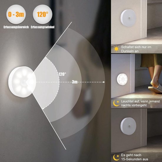 Mrs. Jones Bewegingssensor Licht 8 LED's Oplaadbaar 3 Stuk Nachtlampje