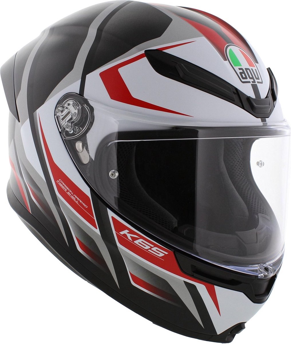 AGV K6 S Karve Mat Zwart Rood Wit Integraalhelm - Maat M - Helm – foto 2