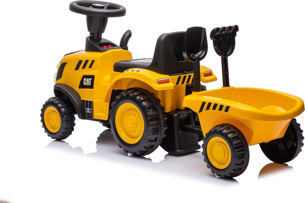 Eco Toys - CAT Tractor Loopauto - Geel/Zwart - Met Aanhanger, Schep & Hark - Claxon & Verlichting - Vanaf 12 Maanden - Max. 25 kg — afbeelding 5
