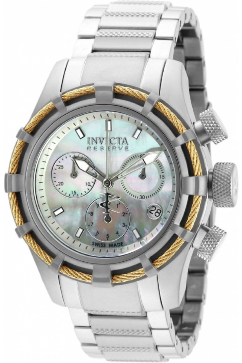 Invicta Bolt 90009 Dames Horloge - Waterdicht - Analoog - Quartz Uurwerk - Roestvrij Staal met witte Wijzerplaat - 40mm