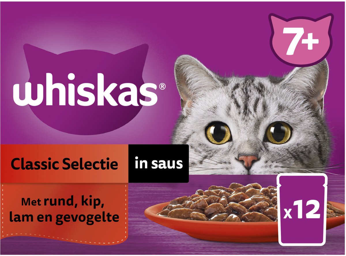 Whiskas 7+ Classic Selectie - Kattenvoer - Lam - Kip - 0,012 kg