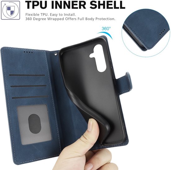 Coverup Book Case - Convient pour Samsung Galaxy A35 Case - Blauw