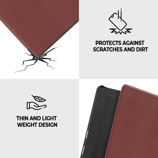 Lunso Geschikt voor Kobo Aura Edition 2 hoes (6 inch) - sleepcover - Bruin van Merkloos — afbeelding 3