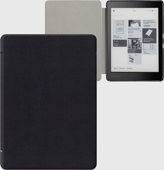 Lunso Geschikt voor Kobo Aura Edition 2 hoes (6 inch) - sleepcover - Zwart van Lunso — afbeelding 2