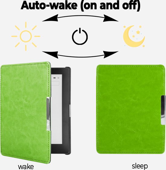 Lunso Geschikt voor Kobo Aura Edition 1 hoes (6 inch) - sleepcover - Groen van Lunso — afbeelding 5