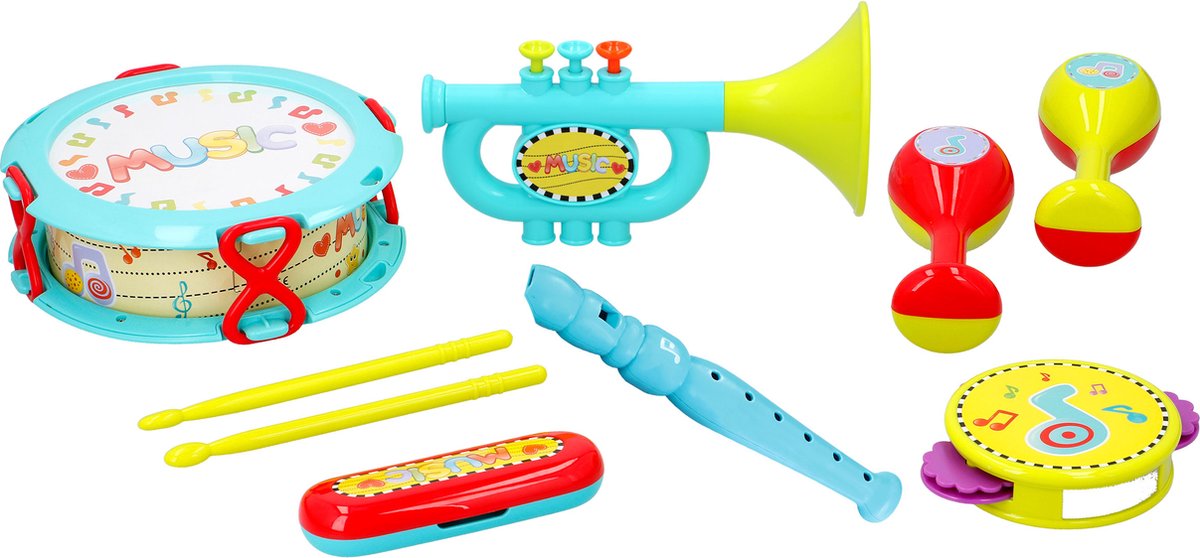 Let's Play Muziekinstrumenten Set voor Peuters - Speelgoed met Trommel - 15-delig