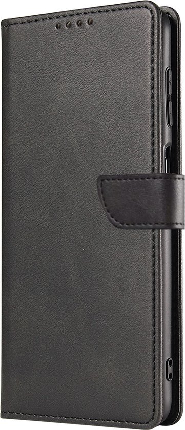 Geschikt voor iPhone 16 Telefoonhoesje Kunstleer met Magnetisch lipje en Pasjeshouder Book Case met Klepje - Zwart - Smartphonica geschikt voor iPhone 16