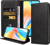 Étui Smartphonica pour Oppo A98, en similicuir avec fermeture magnétique et Porte-cartes, avec rabat - Zwart