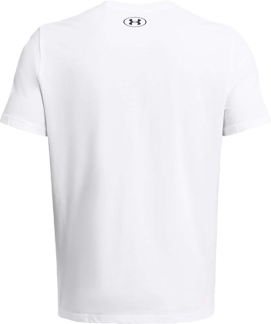 Wit Under Armour shirt, achterkant met zwart logo op de nek.