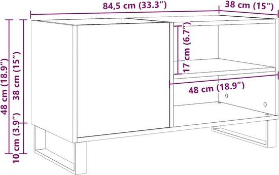 vidaXL - Meuble à disques - 84,5x38x48 - cm - décoré - bois - ancien - couleur bois