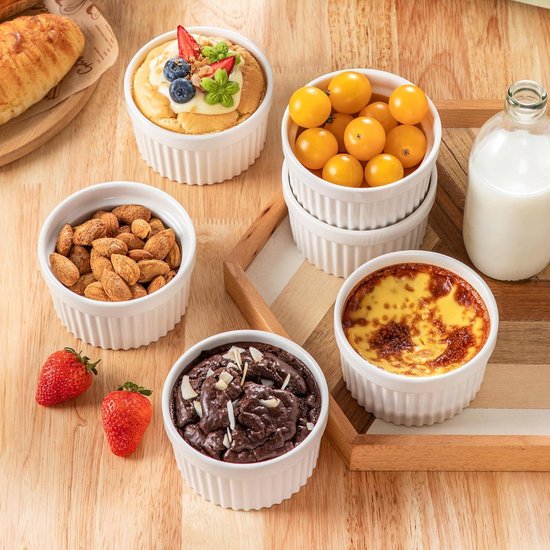 Set van 6 Keramische Ramekins met Kantpatroon voor Soufflé