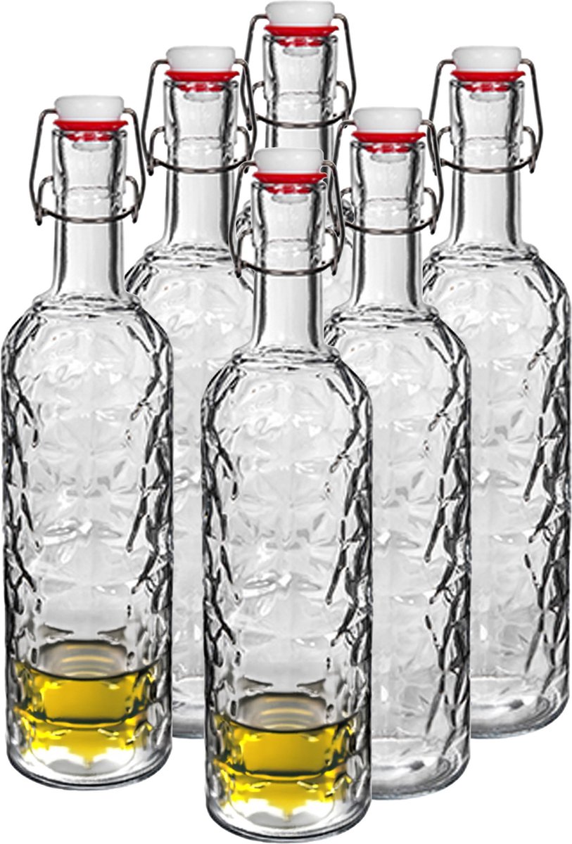Alessandro Beugelfles/weckfles - 12x - glas - transparant - luchtdicht - 1,1 liter