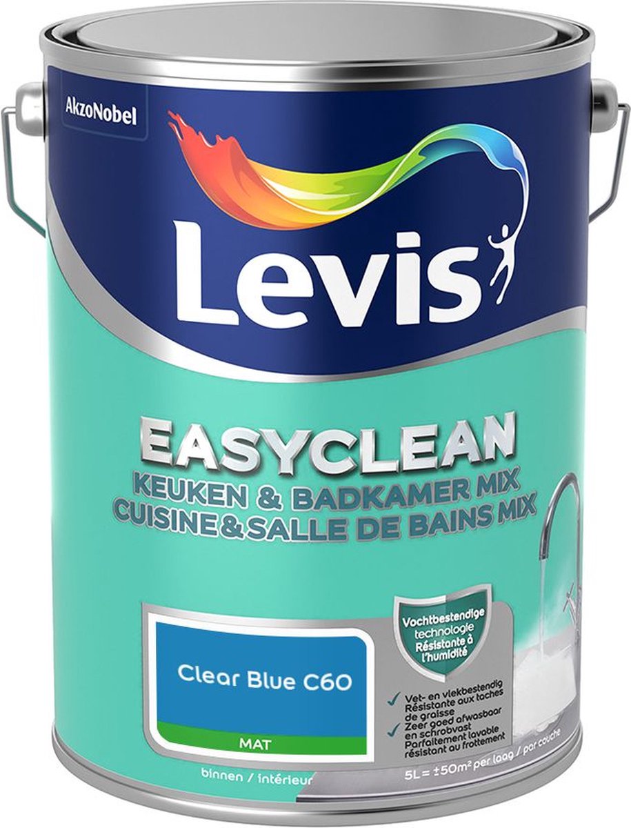 Levis - Easyclean Keuken & Badkamer Mix - Clear Blue C60 - Mengverf - 5 L