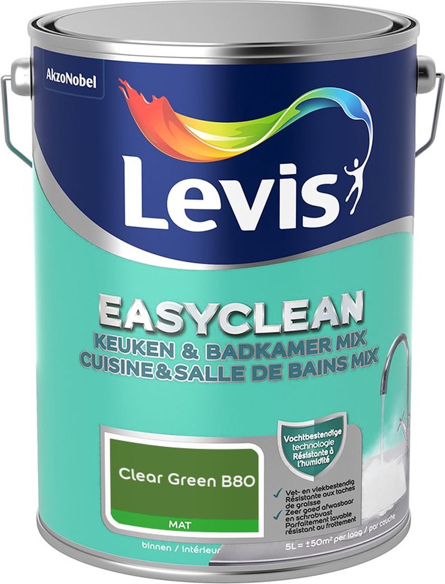 Levis - Easyclean Keuken & Badkamer Mix - Clear Green B80 - Mengverf - 5 L
