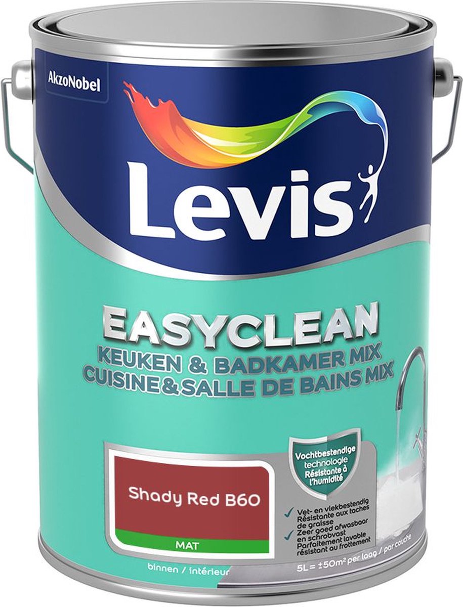 Levis - Easyclean Keuken & Badkamer Mix - Shady Red B60 - Mengverf - 5 L