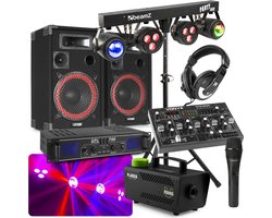 COMPLETE 700W BLUETOOTH DJ DISCO SET MET GELUID, LICHT EN ROOK