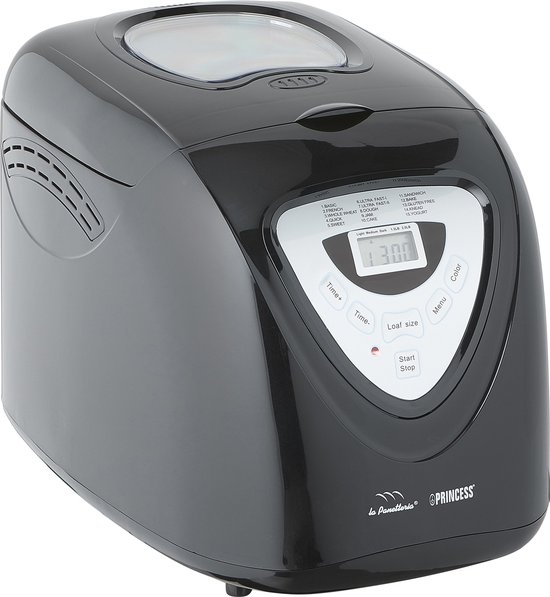 Princess Broodbakmachine 152009 - Timer - Digitaal scherm - 15 bakprogramma’s - Glutenvrij Programma - 900 Gr - 600 Watt - Zwart/Zilver