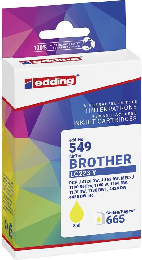 Edding Inktcartridge vervangt Brother LC-223Y Compatibel Geel EDD-549 18-549-01