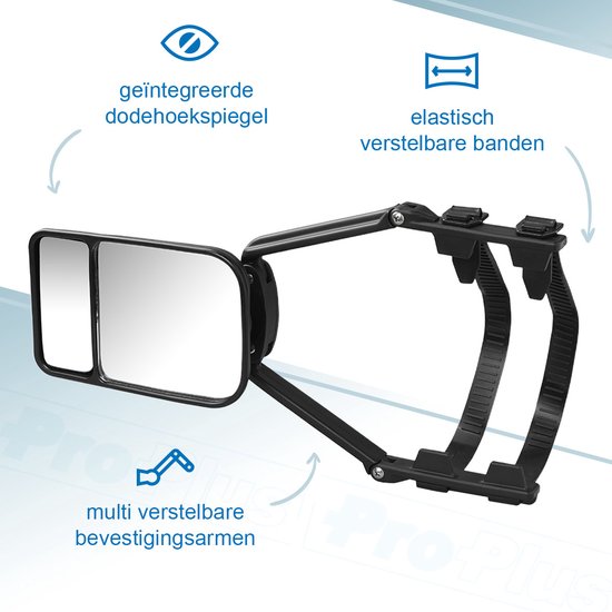 ProPlus Caravanspiegel Duo - Opzetspiegel - Verstelbaar - Universeel voor Links en Rechts - 23 cm - Caravan Accessoires - E-gekeurd - Zwart van ProPlus — afbeelding 4