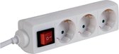 Perel Stekkerdoos met schakelaar, 3 stopcontacten met randaarde (type F), kabel 1.5 m, 3G1.5, gebruik binnenshuis, wit