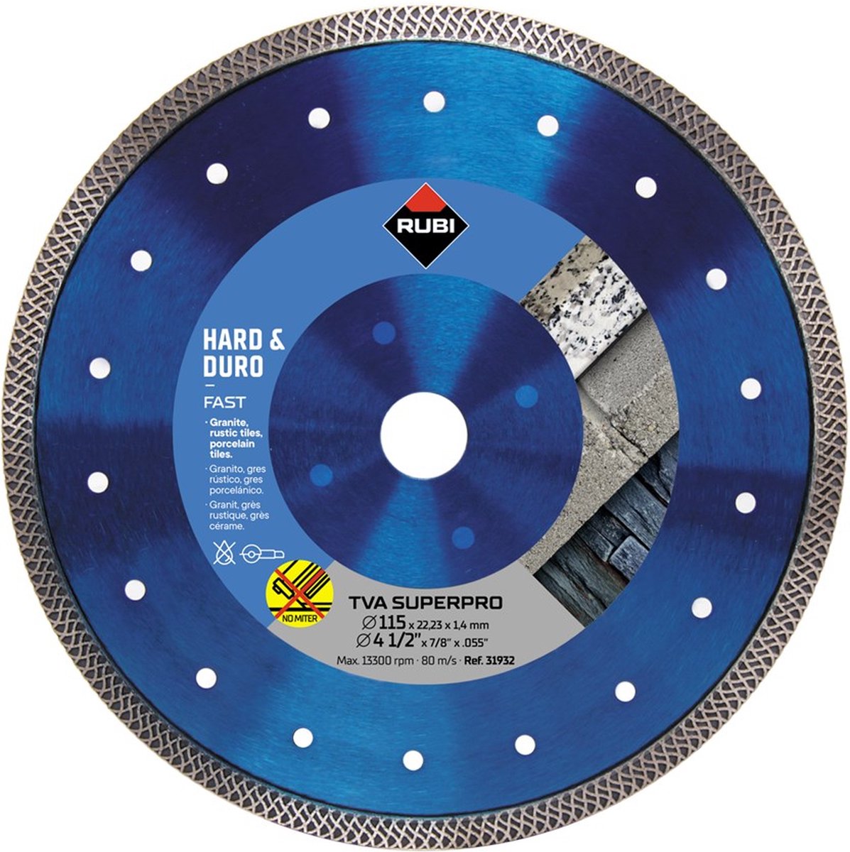 Rubi TVA Superpro Serie - Diamantschijf - 115mm - Turbo Viper Rand - Snijden van Harde Materialen
