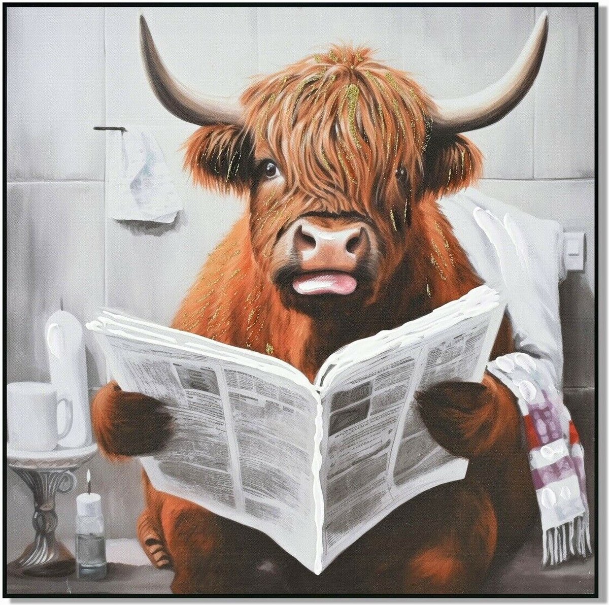 HomeBound by KY | Schilderij schotse hooglander toilet | wandpaneel
