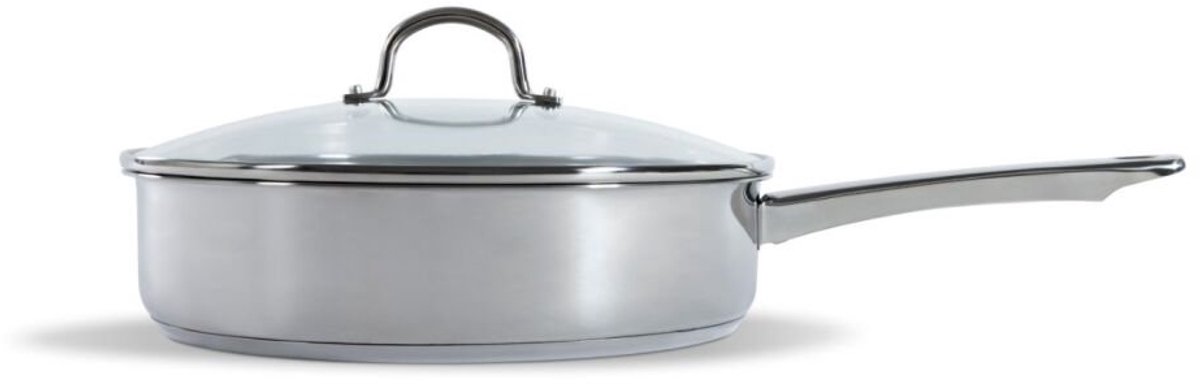 BK Hapjespan - met deksel - Bright RVS - ø 28 cm - Zonder anti-aanbaklaag