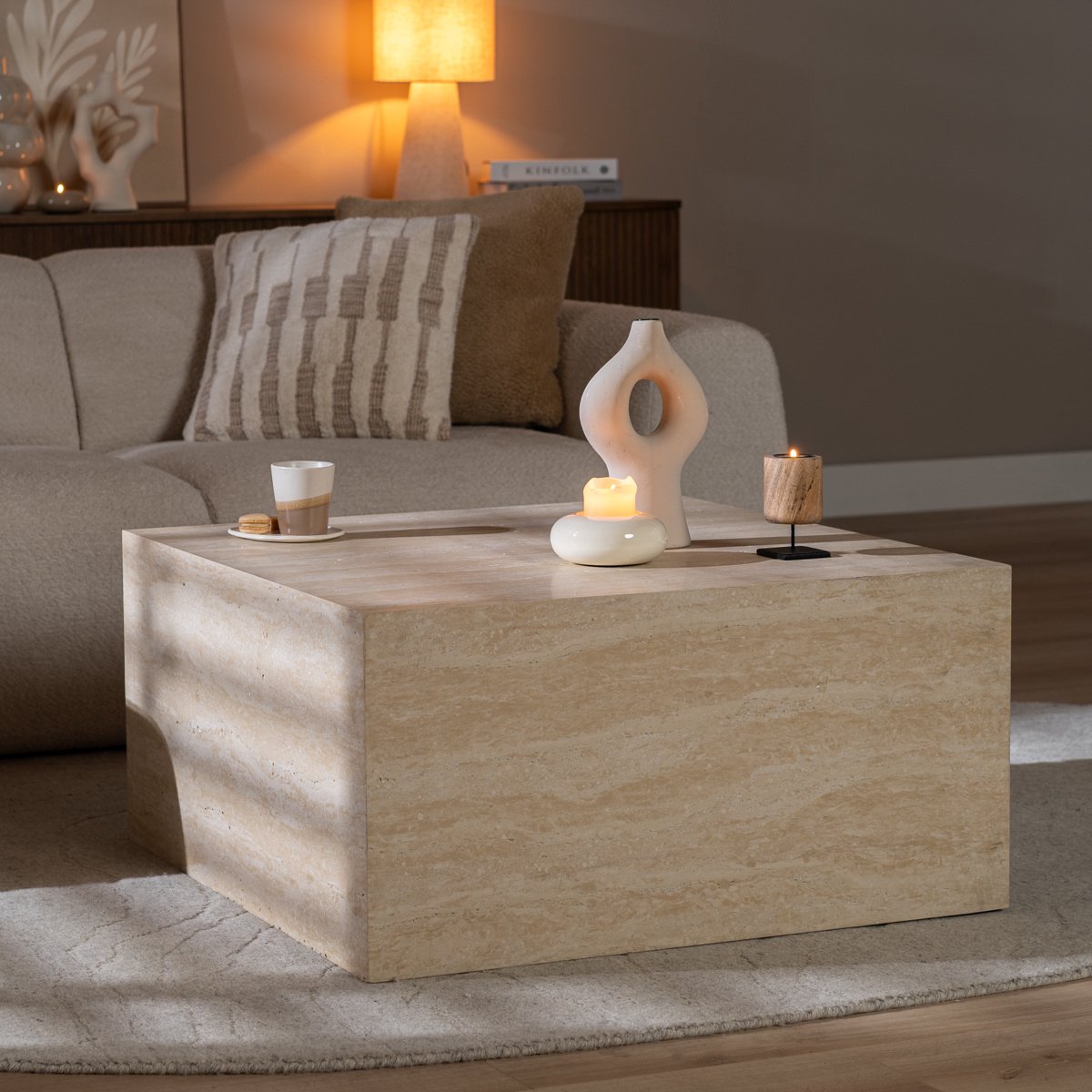Bronx71 Salontafel/element Ace travertin 75x75x40 Beige