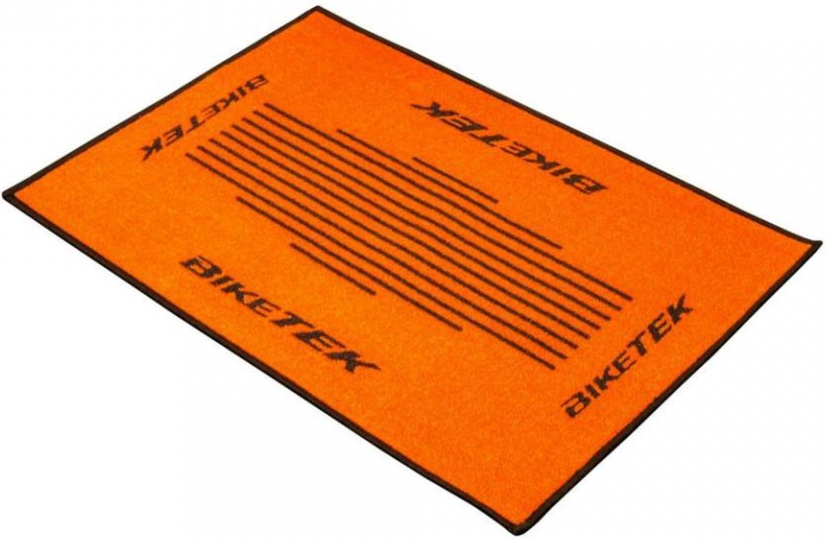 Tapis paillasson Biketek orange noir pour moto paddock atelier maison garage FIM Neuf